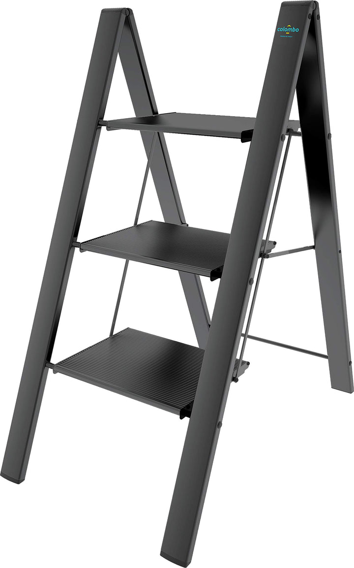 Anodized Aluminium Steps Stool Leonardo 3 Black 3 steps Schwarz, 3 steps Schwarz