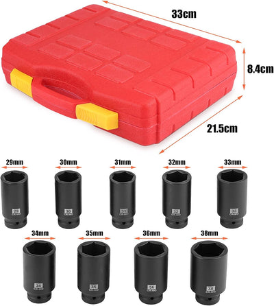 Cocoarm Schlagschrauber Nüsse 1/2 Zoll Set, 9-TLG Kraft-Steckschlüssel-Einsatz-Satz Impact Socket Se