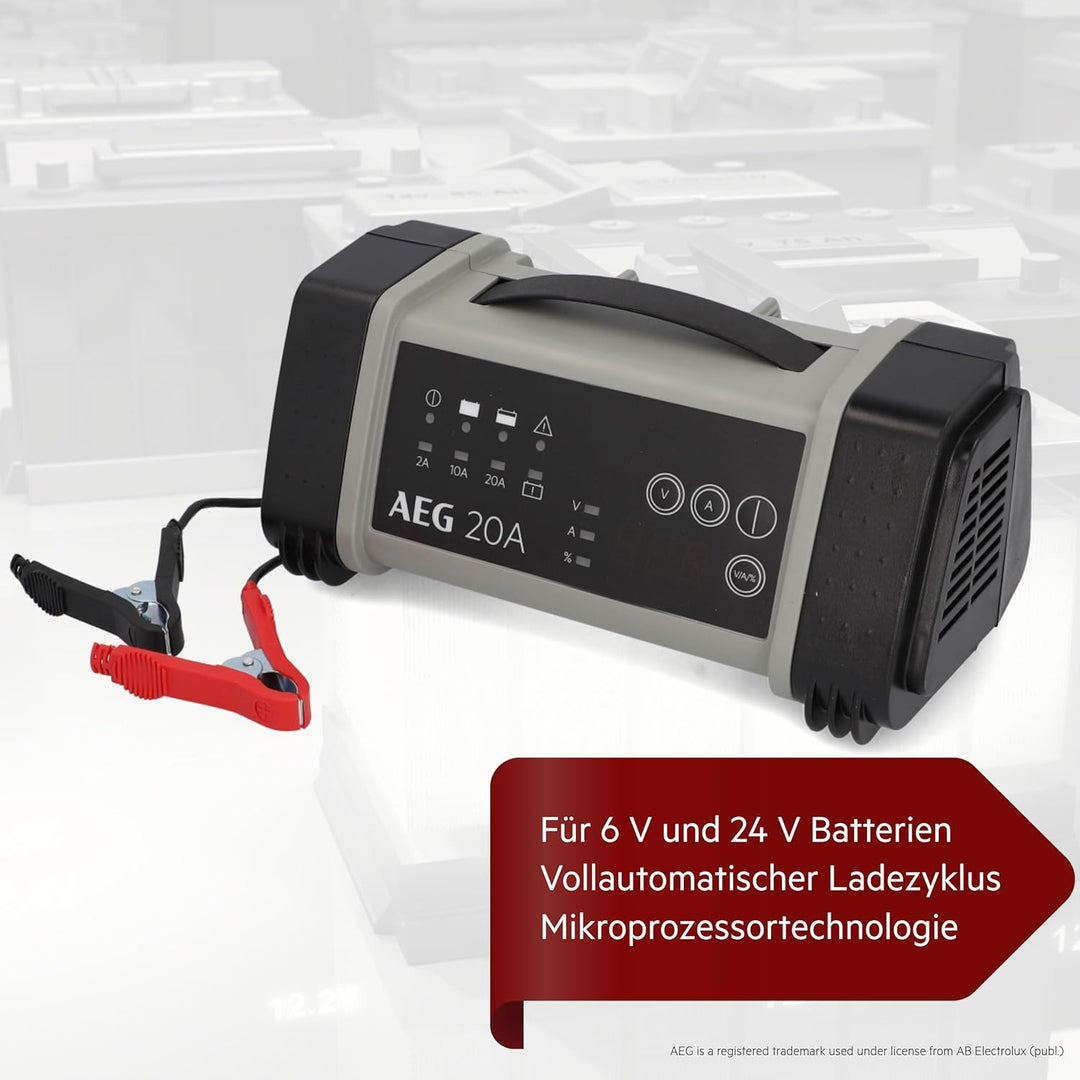 AEG 97025 Mikroprozessor Batterie Ladegerät LT 20 Ampere für 12/24 V, 9-stufig, Power-Supply, automa