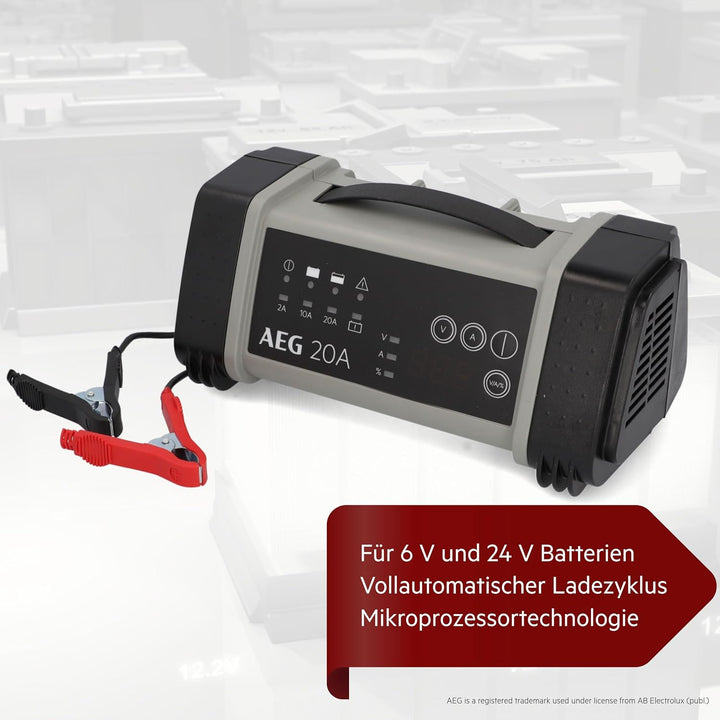 AEG 97025 Mikroprozessor Batterie Ladegerät LT 20 Ampere für 12/24 V, 9-stufig, Power-Supply, automa