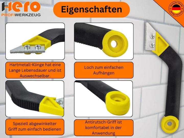 HERO Fugenschaber 2 Stück Fugenreiniger Hartmetall Fugenkratzer Fugenentferner Werkzeug mit 2 Stück