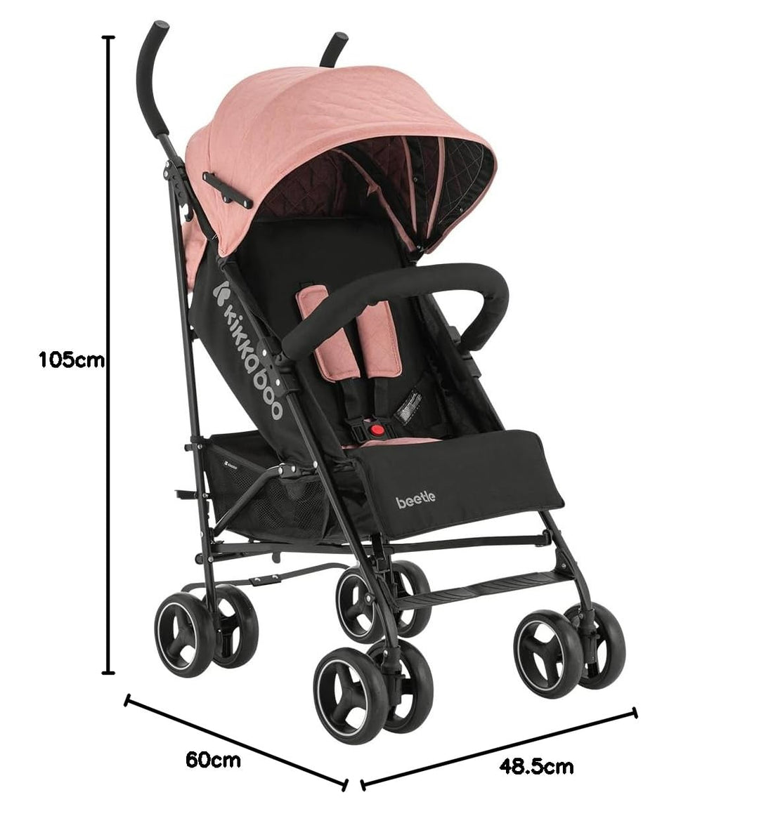 KikkaBoo BEETLE Kinderwagen, Babysportwagen bis zu 22 kg, Zusammenklappbar, Leicht, Kompakt, Rosa, R