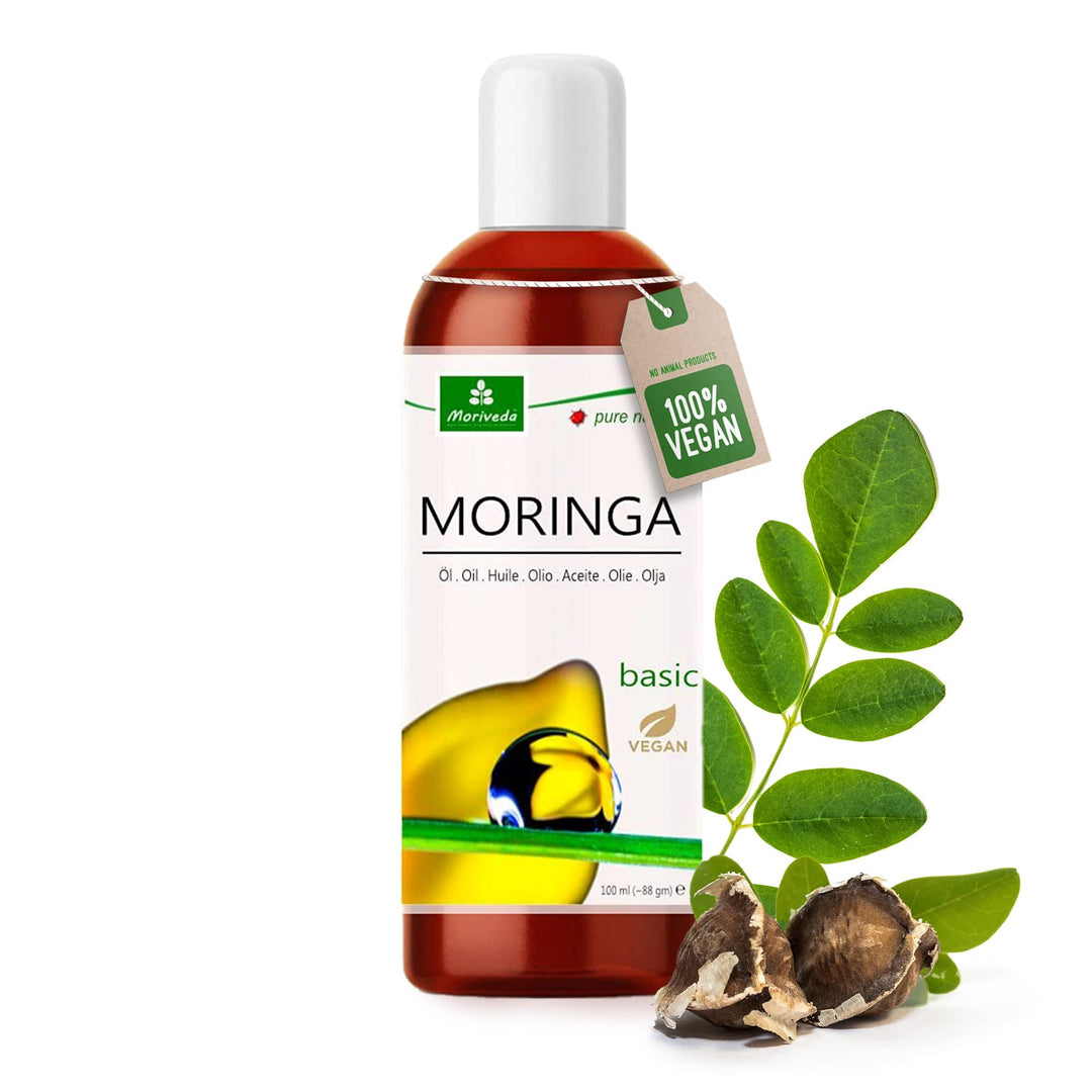 MoriVeda® - Moringa Öl Basic 100ml von MoriVeda, gepresst aus Oleifera Samen und Schoten, für Hautpf