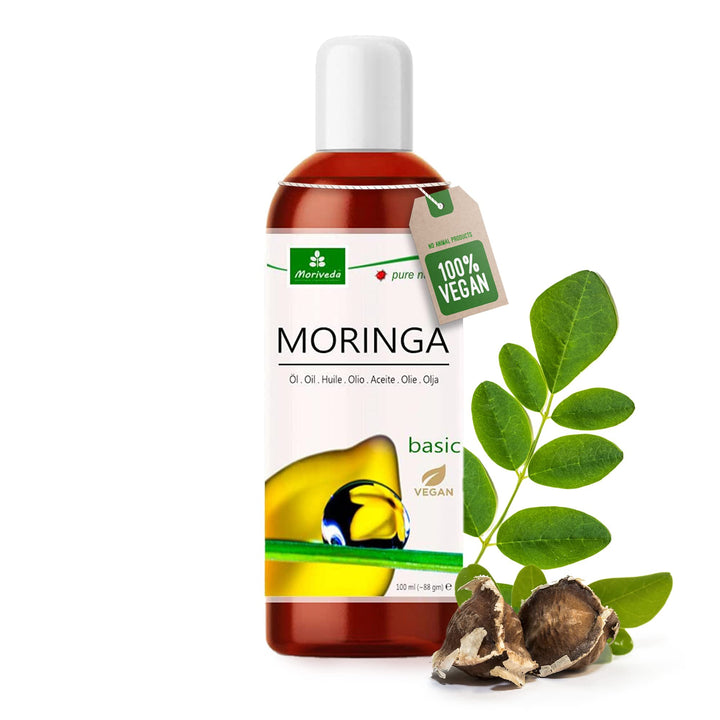 MoriVeda® - Moringa Öl Basic 100ml von MoriVeda, gepresst aus Oleifera Samen und Schoten, für Hautpf