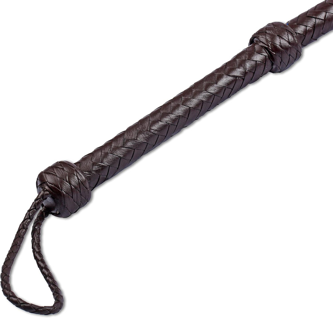 HADZAM Indiana Jones Peitsche, 3 m, 12 Zöpfe aus echtem Rindsleder, Seilkern, BullWhip, viele Farben