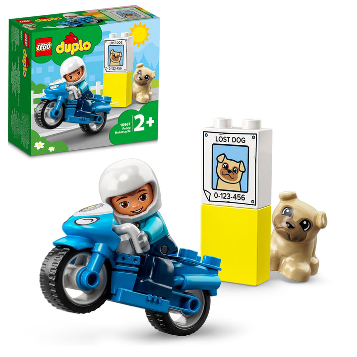 LEGO 10967 DUPLO Polizeimotorrad, Polizei-Spielzeug für Kleinkinder ab 2 Jahre, ideales Motorikspiel