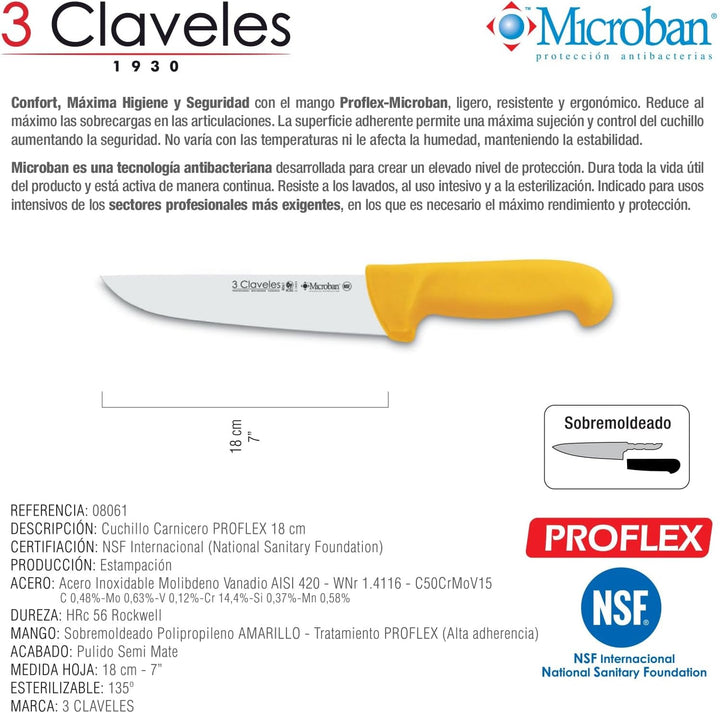 CUCHILLO CARNICERO PROFLEX AMARILLO 18 cm - 7" FH 3C