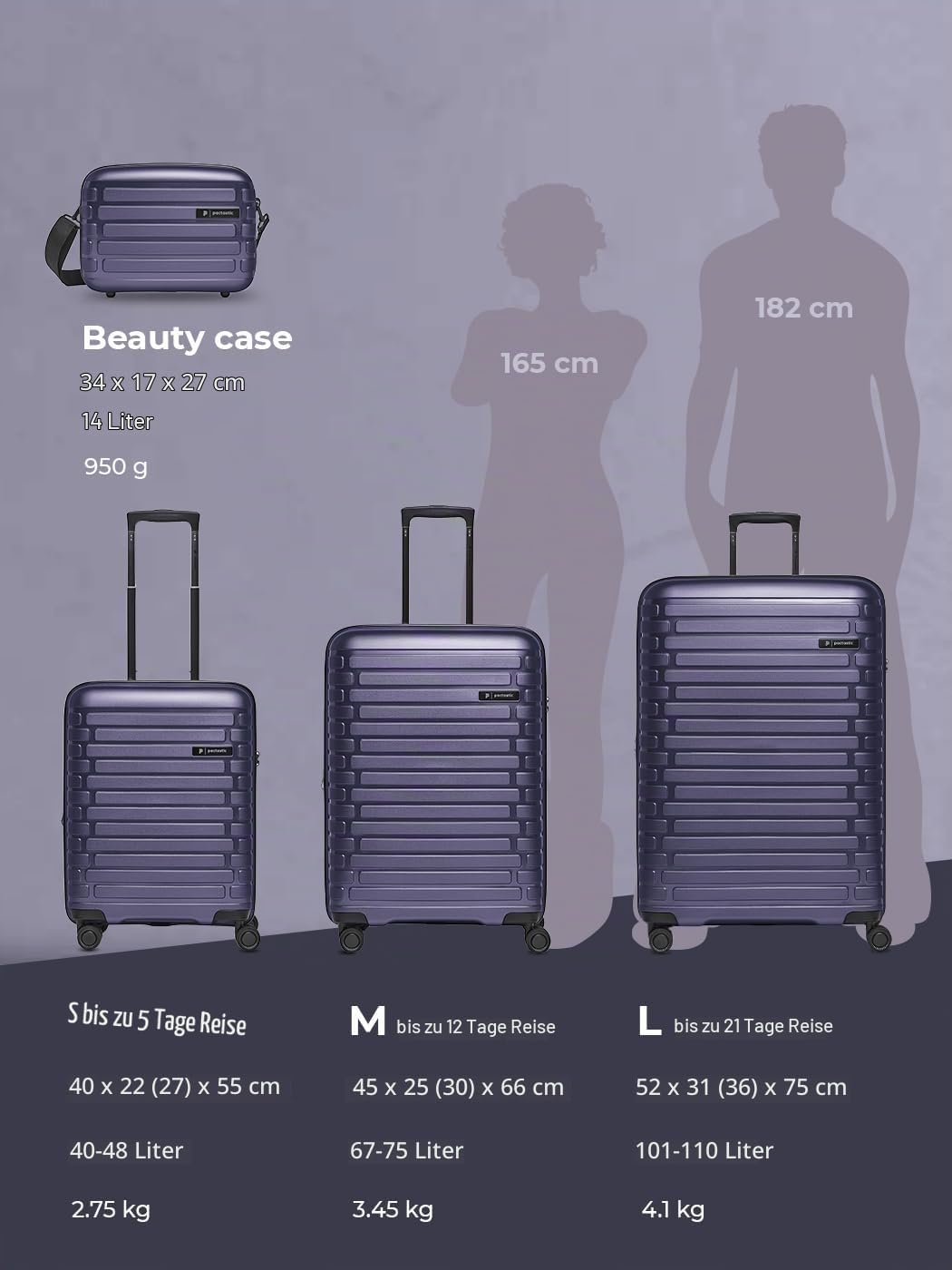 Hartschalen Koffer-Set 3-teilig | hochwertiges Polypropylen Material | mit Dehnfalte erweiterbar um