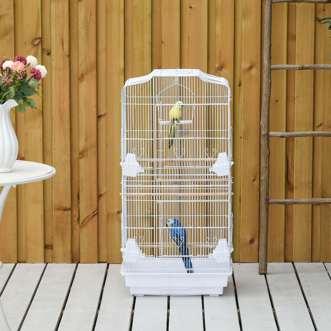 PawHut Vogelkäfig Vogelhaus Vogelvoliere Wellensittich Vogelbauer mit ausnehmbarer Bodenschale Weiss