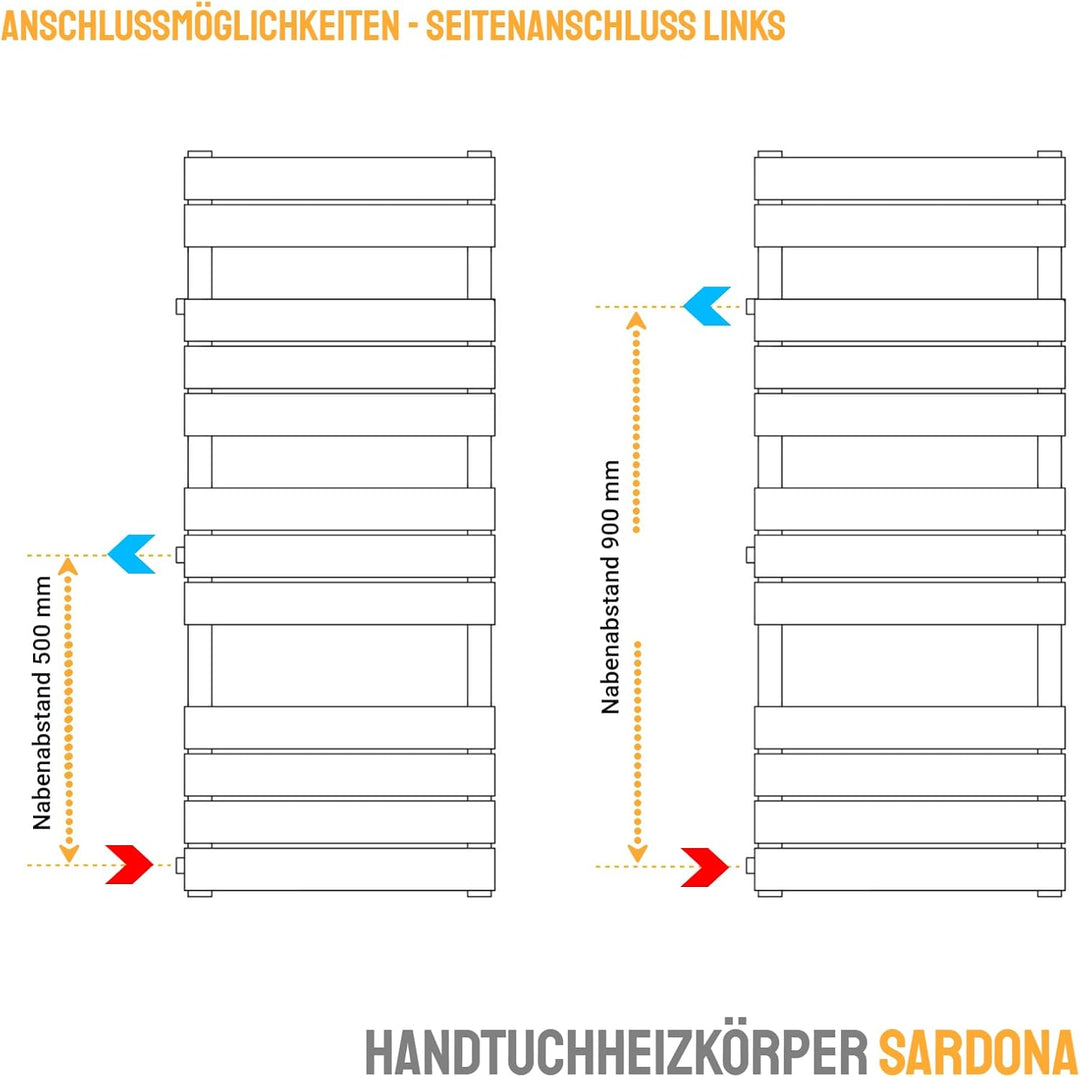 WITEN&NOCK Designheizkörper Badheizkörper 1200x 500 mm Anthrazit Handtuchheizung Handtuchtrockner Se