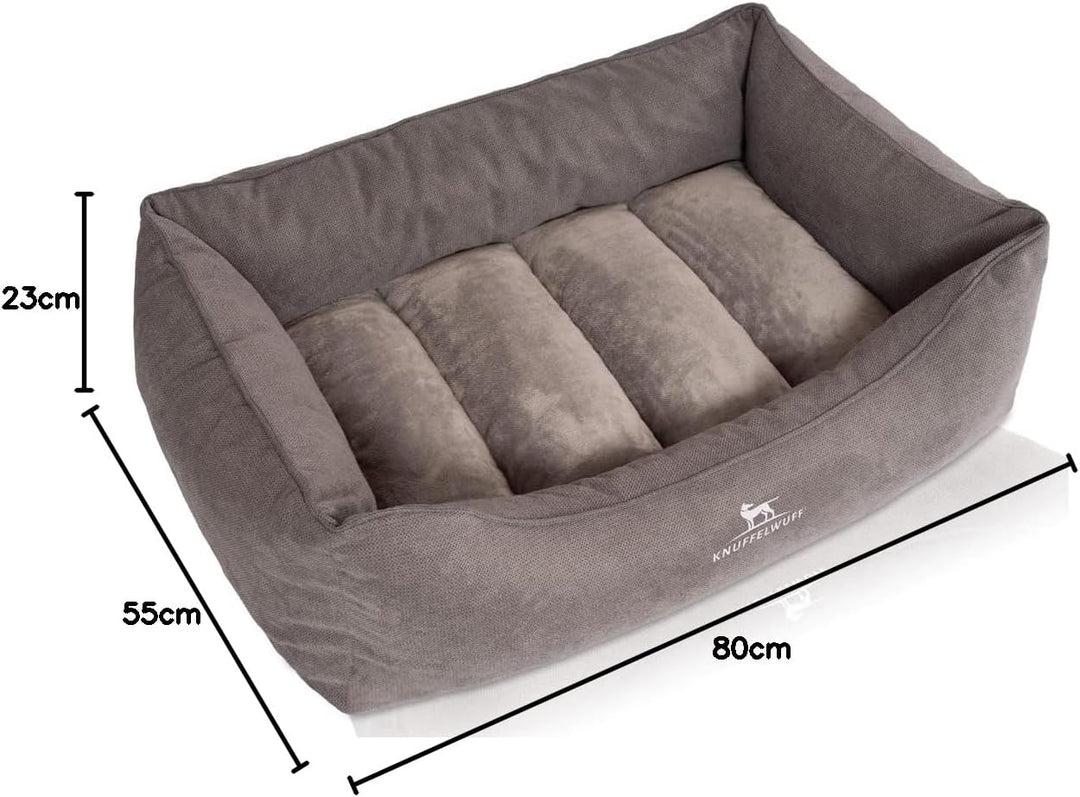 Knuffelwuff orthopädisches Hundebett Baltimore M-L 80 x 55cm Grau - Hundekissen für grosse, mittelgr