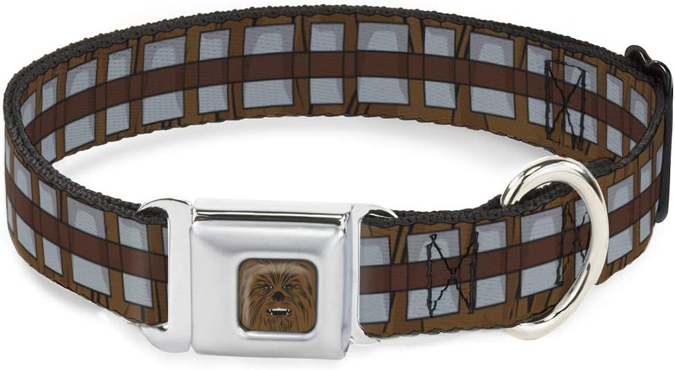 Hundehalsband mit Gurtschnalle, Star Wars, Chewbacca, Bandolier, Braun, Grau, 45,7 bis 81,3 cm, 3,8