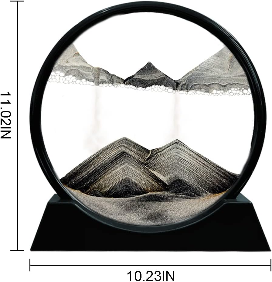 Aoderun Sandbilder Zum Drehen 3d Sanduhr Büro Deko Sand Rundes Glas Fliessender Sand Rahmen Beweglic