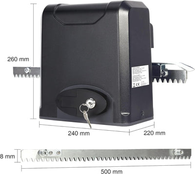 CO-Z Schiebetorantrieb Set bis 600 kg oder 12M Schiebetor Hoftorantrieb 200w Garagentorantrieb mit 2
