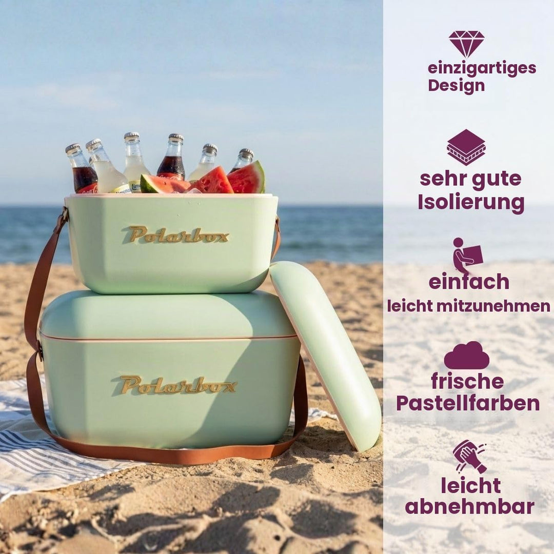 Polarbox 12 Liter Classic Kühlbox Oliv - Grün | Eisbox für Strand, Picknick & Party | Umwandelbarer