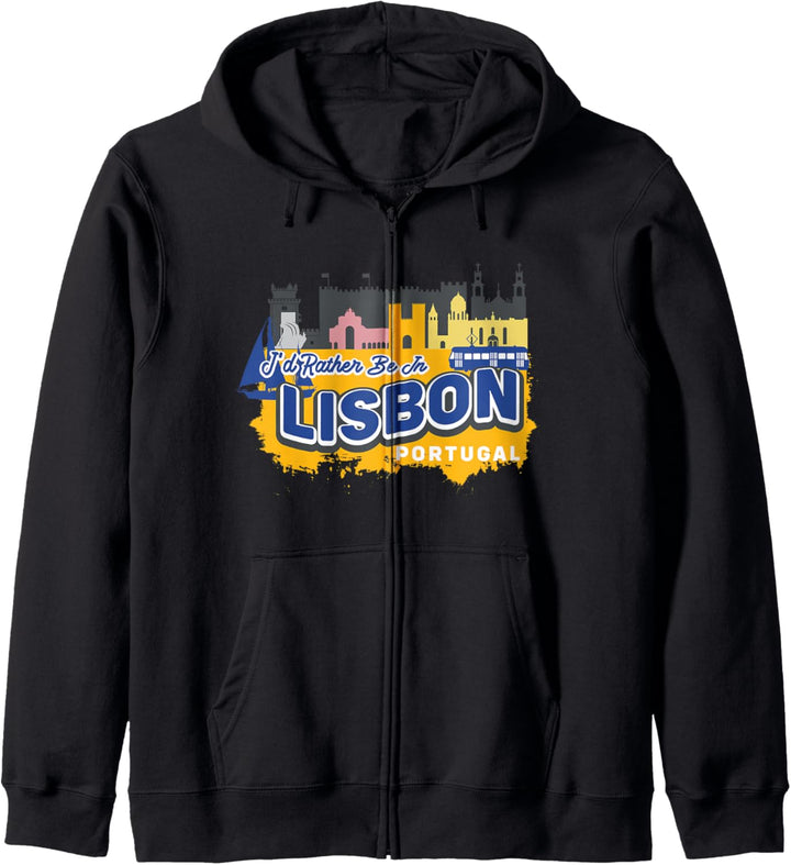 Ich wäre lieber in Lissabon Portugal Vintage Souvenir Kapuzenjacke