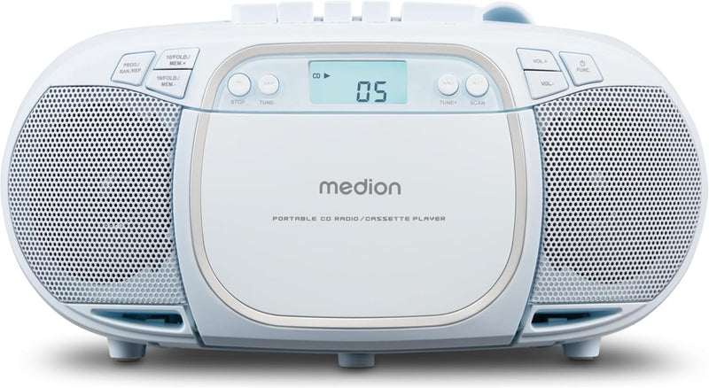 MEDION E66476 Stereo Sound System (Boombox, CD-Player, MP3, Kassette, tragbarer Kassettenspieler für