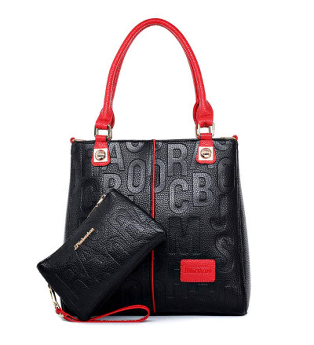 DEERWORD Damen Schultertasche Taschen Frauen Elegant Tasche Italien Vintage PU-Leder 5706 2-teilig s