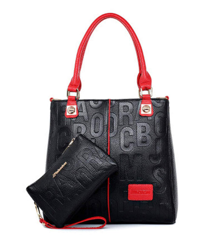 DEERWORD Damen Schultertasche Taschen Frauen Elegant Tasche Italien Vintage PU-Leder 5706 2-teilig s