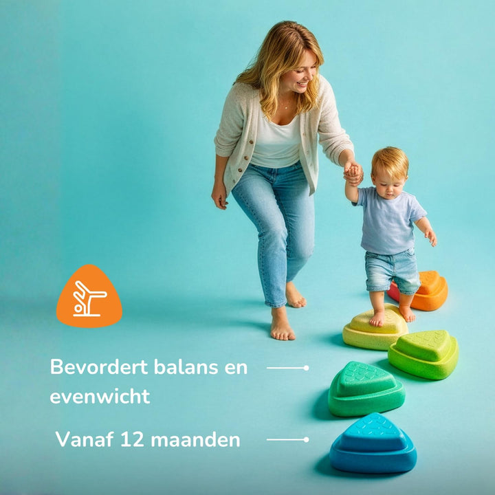 Nattou Blocky Balancesteine für Kinder - Stapelbare Spielsteine - Rutschfestes Sensorisches Spielzeu