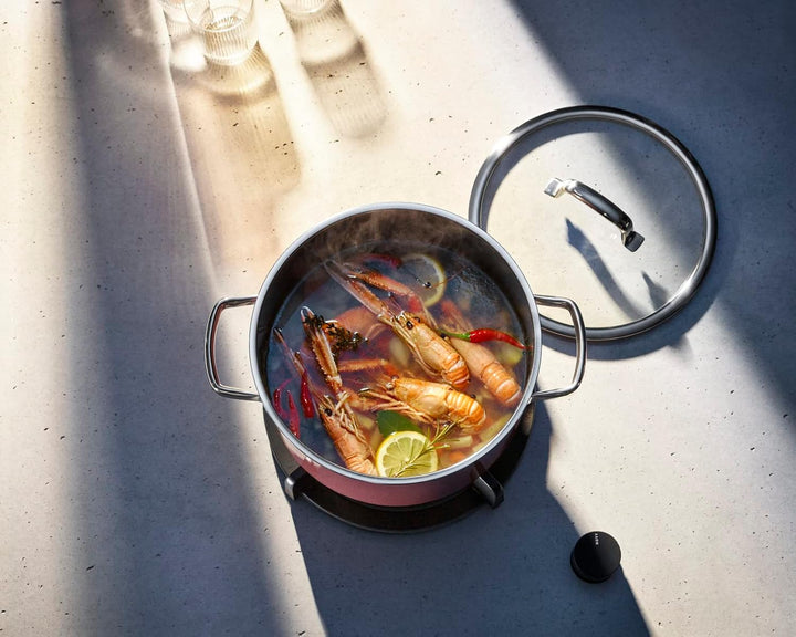 WMF Fusiontec Mineral Topfset Induktion 4-teilig, Kochtopf Set mit Glasdeckel, High-Tech Keramik, In