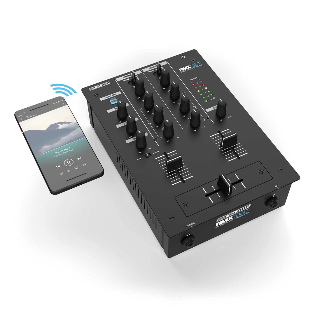 Reloop RMX-10 BT 2-Kanal Bluetooth DJ-Mixer mit eingebauter Bluetooth-Konnektivität, schwarz Single,