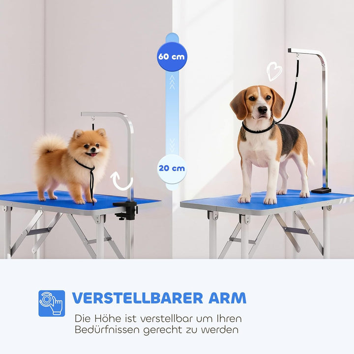 PawHut Trimmtisch für Hunde Hundepflegetisch klappbar höhenverstellbar mit höhenverstellbarem Galgen