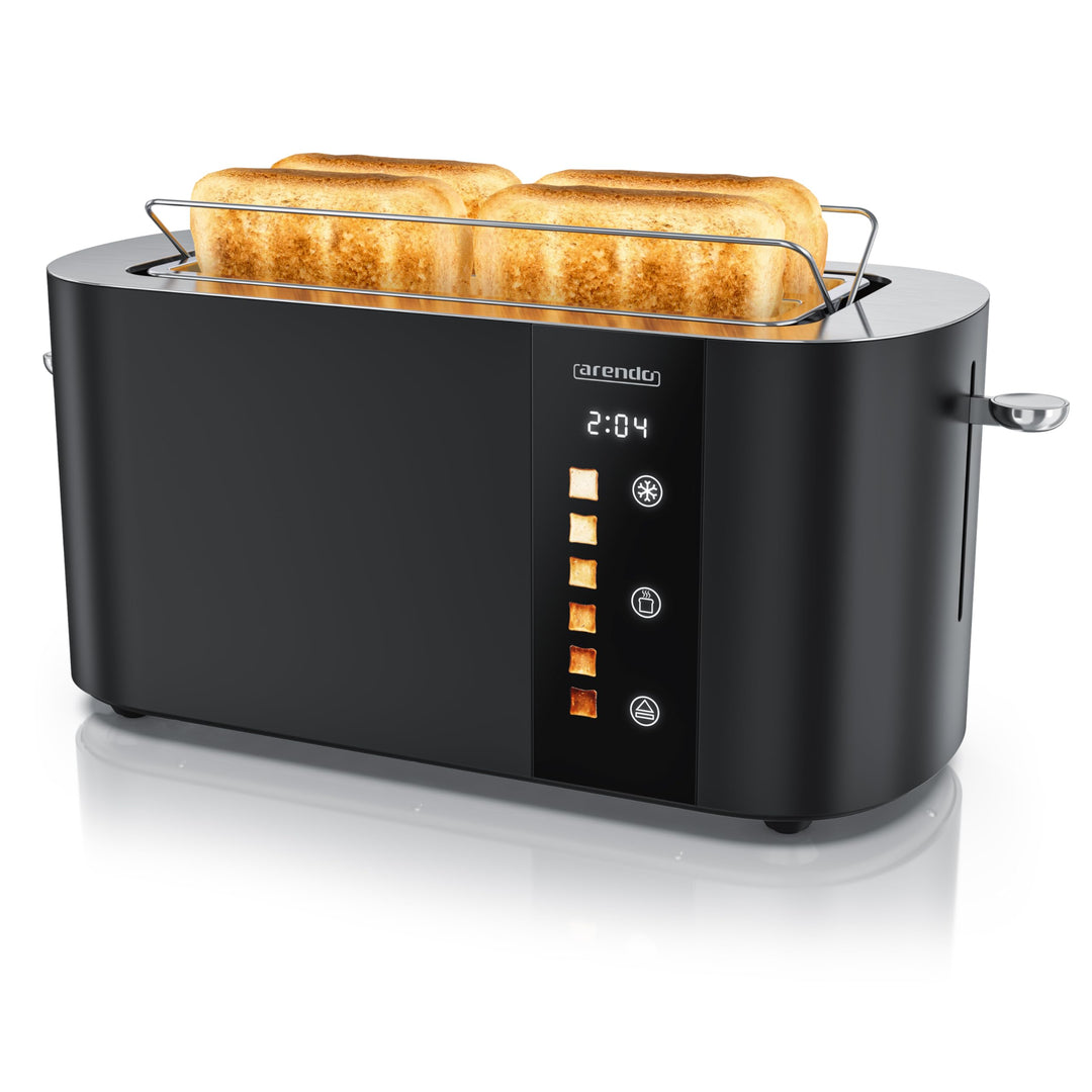 Arendo - Edelstahl Toaster 4 Scheiben Langschlitz - Touchscreen – Doppelwandgehäuse – 1500 W – Integ