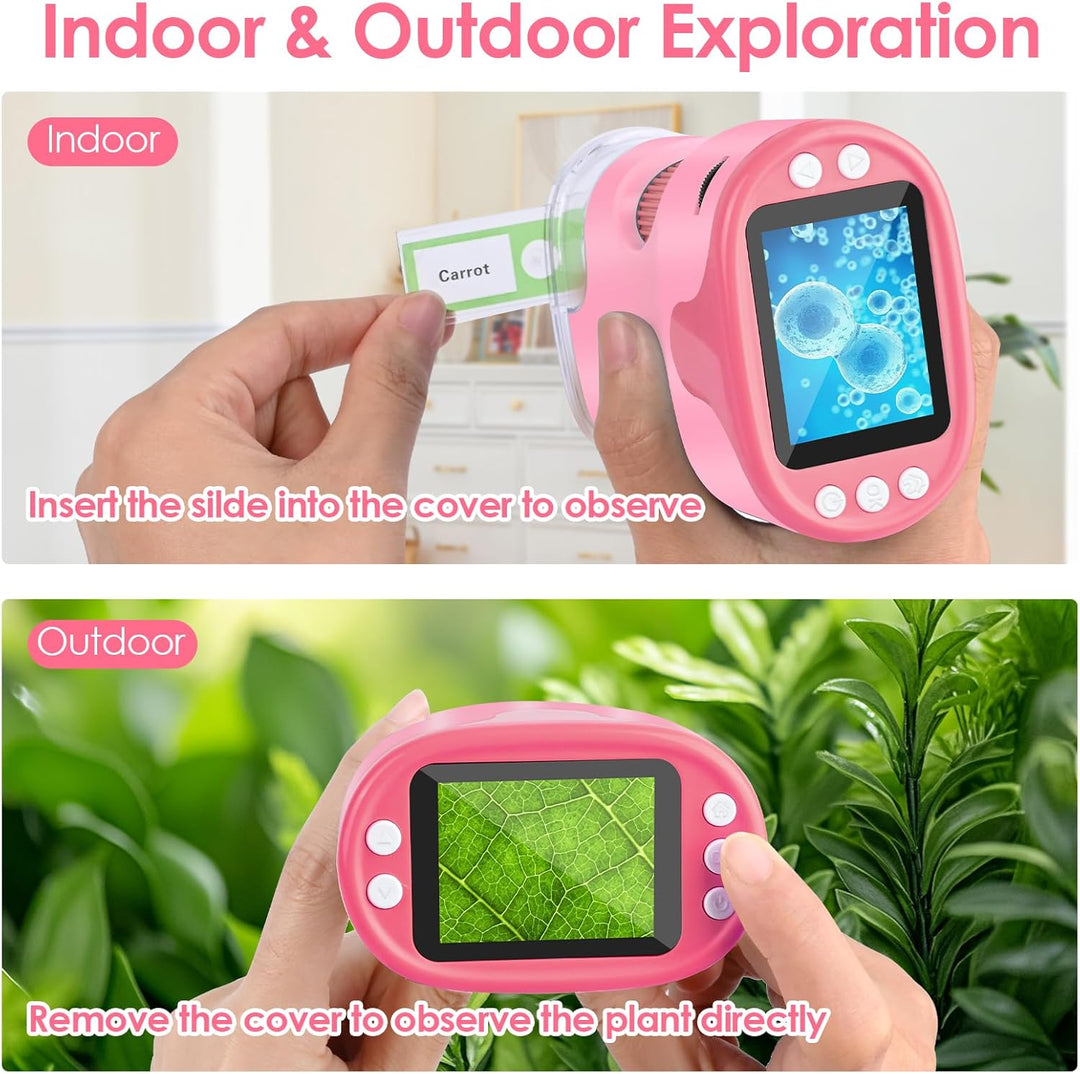Mikroskop für Kinder, Vankarr 1000X Digitale Taschenmikroskop Tragbares Mini Handy Mikroskope mit 32