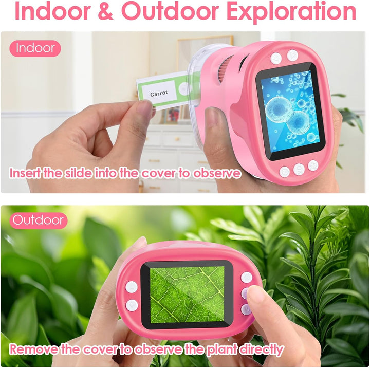 Mikroskop für Kinder, Vankarr 1000X Digitale Taschenmikroskop Tragbares Mini Handy Mikroskope mit 32
