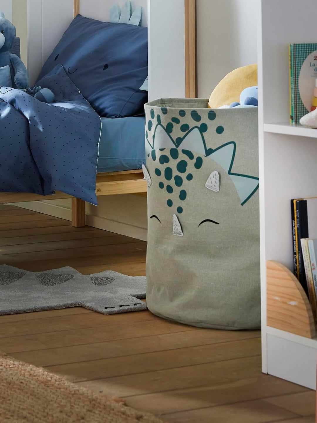 VERTBAUDET Kinderzimmer Aufbewahrungskorb XL KLEINER DINO blau/grün ONE SIZE Blau/Grün Einheitsgröss