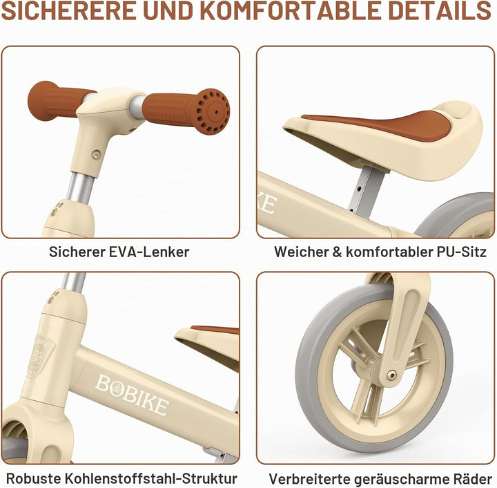 MHCYLION Laufrad ab 1.5-4 Jahre bis zu 25 kg, Lenkrad und Sattel höhenverstellbar, Lenkradschloss, U