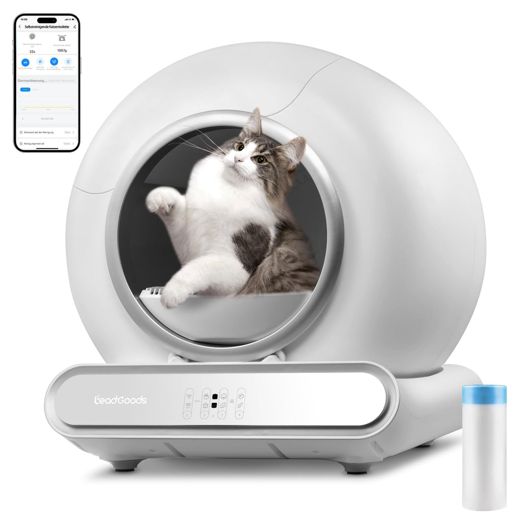 Katzenklo Selbstreinigende Katzentoilette gross 65L, Automatische Elektrisches Katzenklo, Abnehmbare