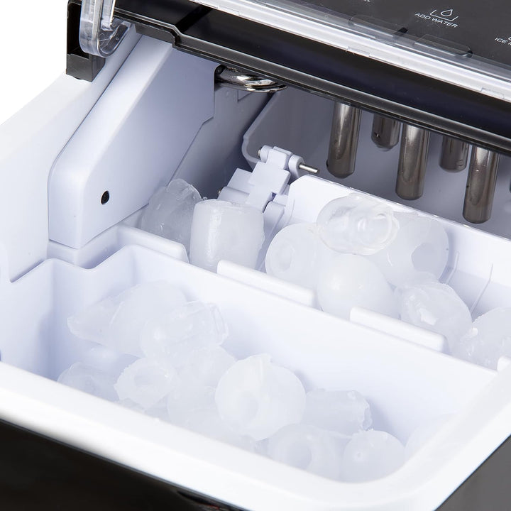 PRIMO PR407IB Tragbare Eiswürfelmaschine, 12 kg x 24 h, bereit in 9 Minuten, Schwarz