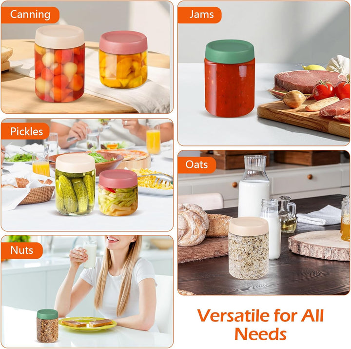 VINATO Meal Prep Gläser 6er Set mit Deckel | 3x480ml + 3x350ml Overnight Oats Behälter, Stapelbare J