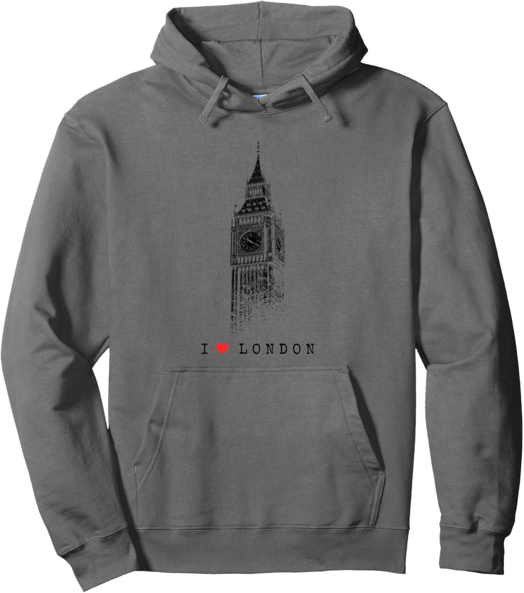 London Big Ben Vintage Skyline England UK I Love London Pullover Hoodie