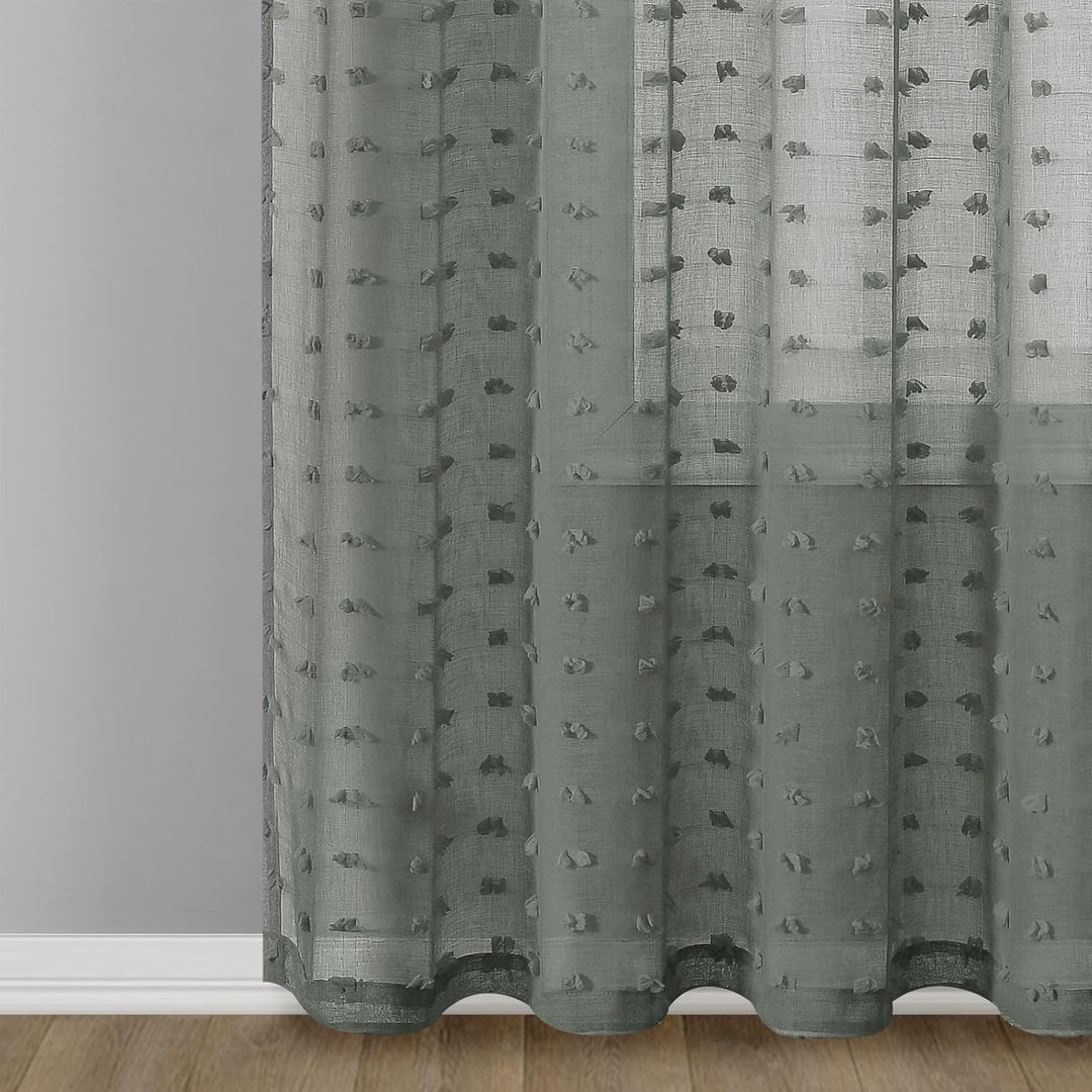 Joywell Grau Gardinen Wohnzimmer Vorhänge Transparente Voile Sheer Vorhänge Mädchenzimmer Leinenstru