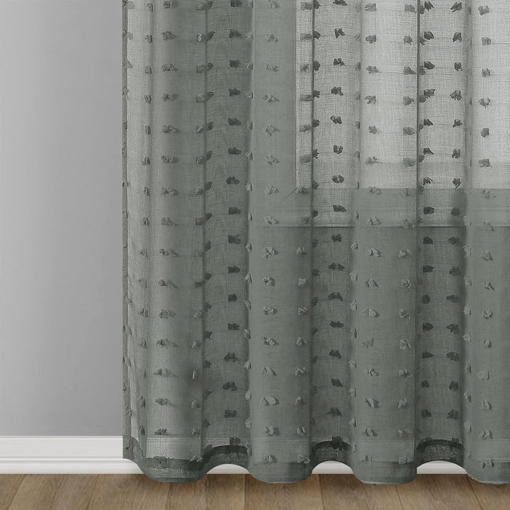 Joywell Grau Gardinen Wohnzimmer Vorhänge Transparente Voile Sheer Vorhänge Mädchenzimmer Leinenstru