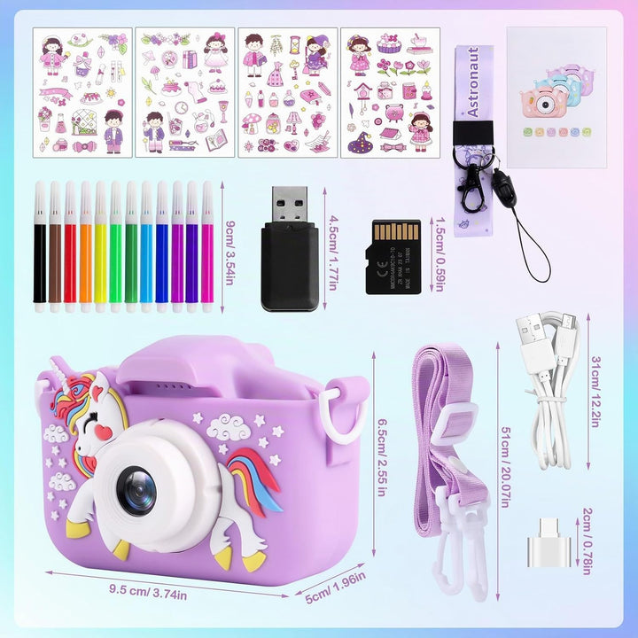 Kinder Kamera, 1080P 2,0-Zoll-Bildschirm Fotoapparat Kinder, 32GB SD-Karte USB Wiederaufladbare Self