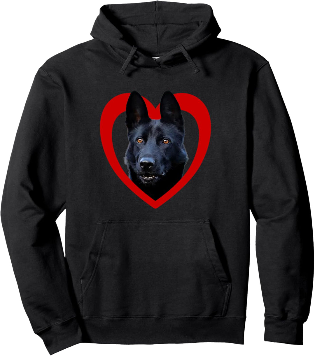 Deutscher Schäferhund - Herz - Schwarzer Schäferhund Pullover Hoodie