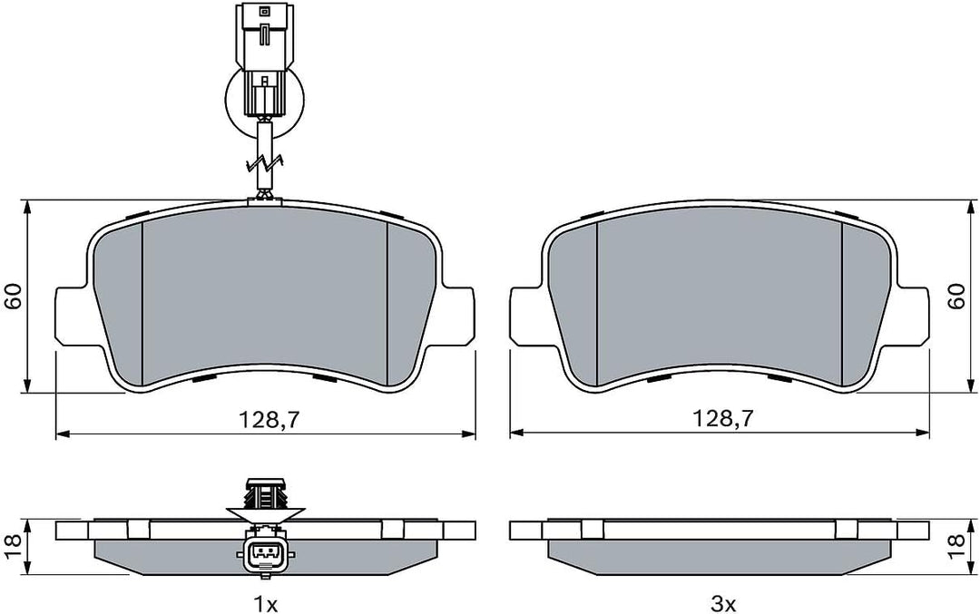 Bosch BP1419 Bremsbeläge - Hinterachse - ECE-R90 Zertifizierung - vier Bremsbeläge pro Set