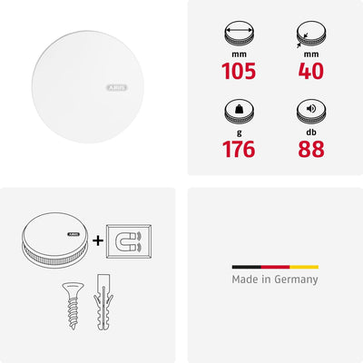 ABUS Rauchmelder RWM250 mit 12-Jahres-Batterie & Hitzewarnfunktion - für Küchen, Wohnräume und Wohnw