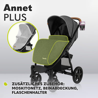 LIONELO Annet Plus Buggy bis 22 kg mit Liegefunktion, Kinderwagen klein zusammenklappbar mit Zubehör