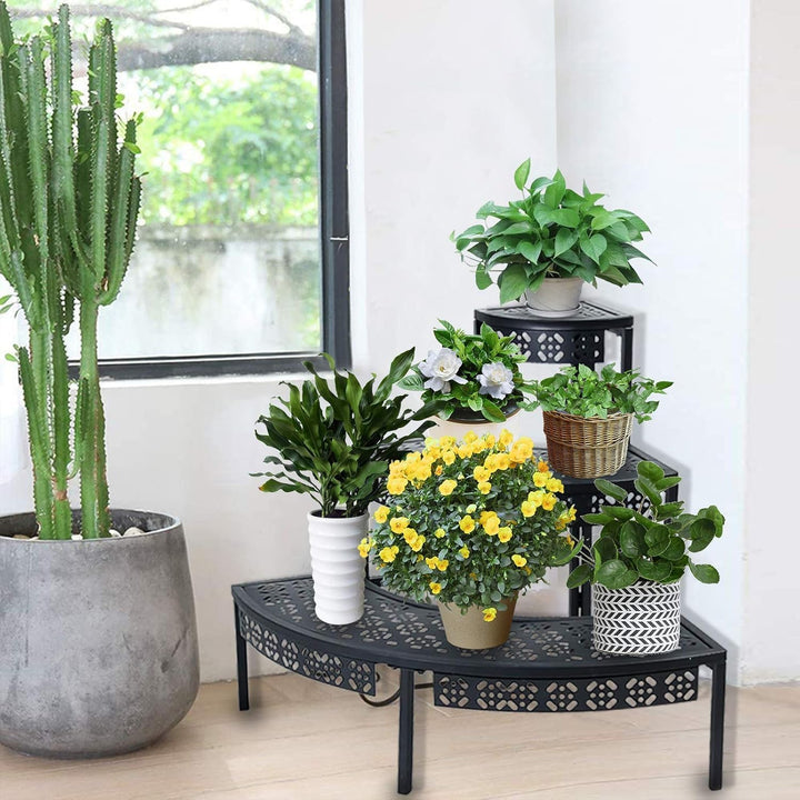 3 Stufen Metall Blumentreppe, Pflanzentreppe Blumenbank, Pflanzenregal Blumenregal, Pflanzenständer