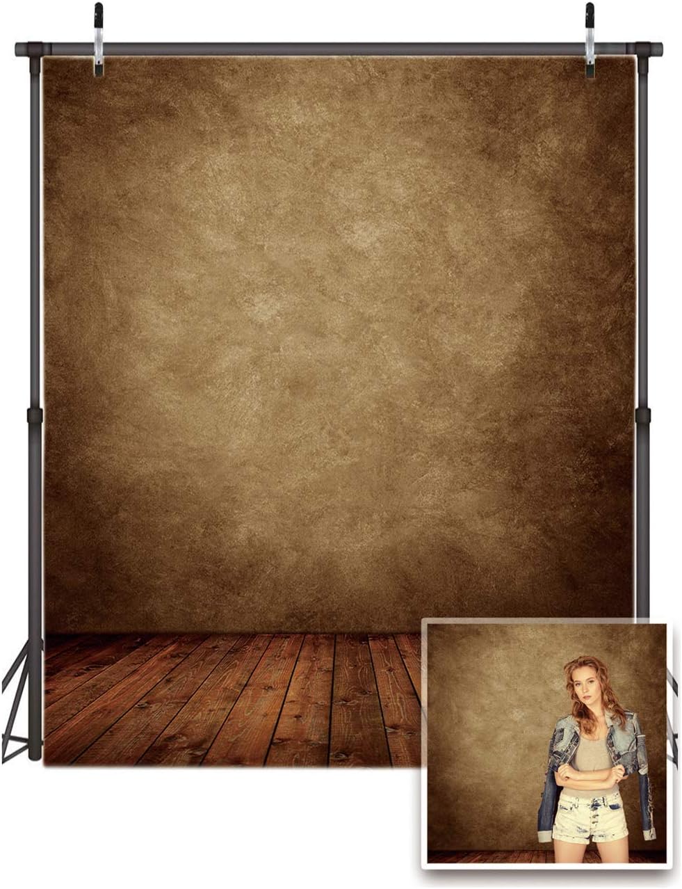 AIIKES 5x7FT Brauner Plankenhintergrund Holzboden Fotografie Hintergrund Neugeborene Foto Hintergrun