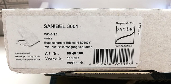 Sanibel 3001 WC-Sitz m. Deckel Edelstahlbefestigung, weiss, ohne Absenkautomatik