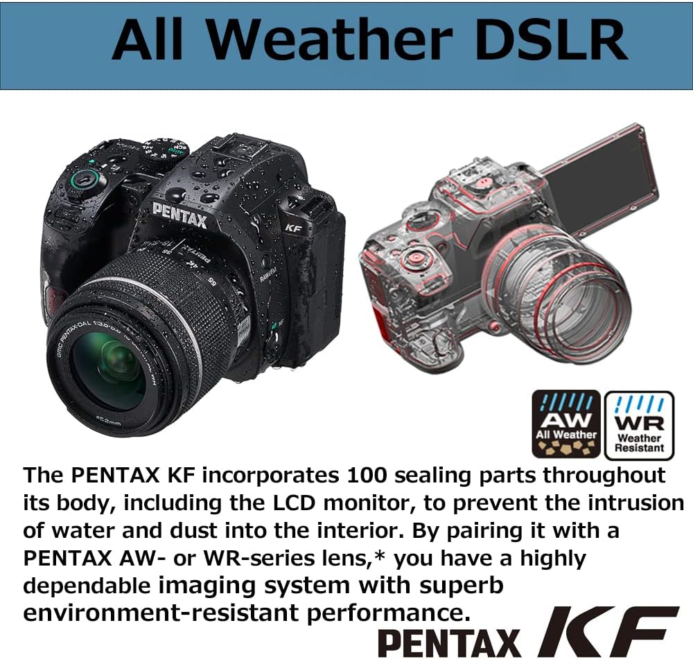PENTAX KF APS-C digitales SLR-Kameragehäuse, staubdicht, wetterfest, Vario-LCD-Display, schwarz, 24m