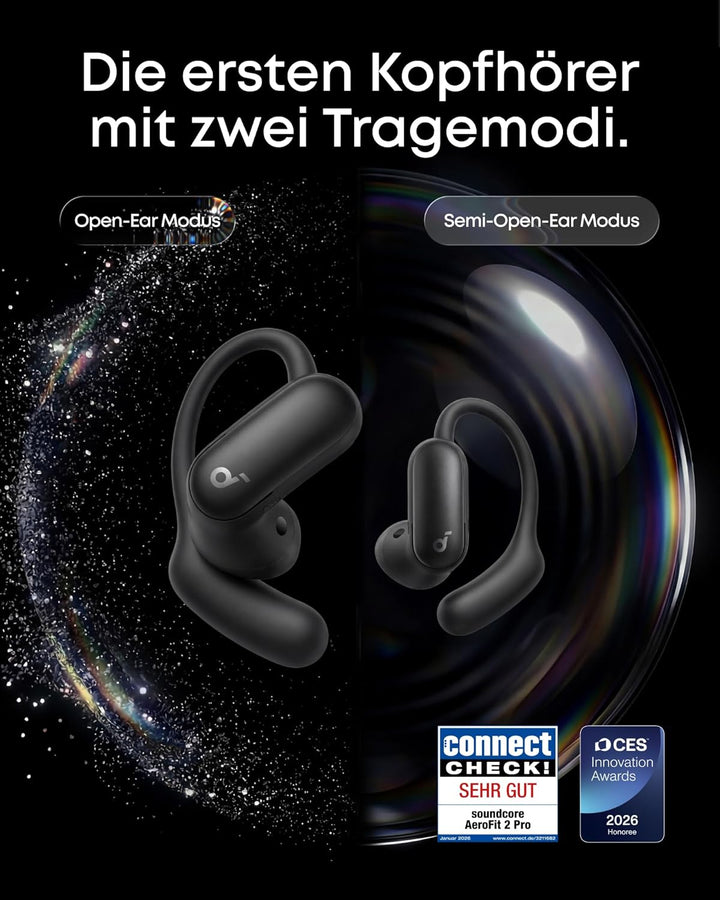 soundcore AeroFit 2 Pro by Anker, erste Kopfhörer mit 2 Tragemodi, 2-in-1 Open-Ear Kopfhörer & Semi-