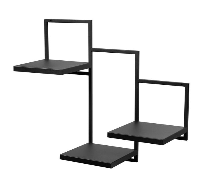 Wand Pflanzenregal Trio Ripiani - Pflanzenständer 58x22,5x50cm - Farbe Schwarz - Indoor-Display - Wa