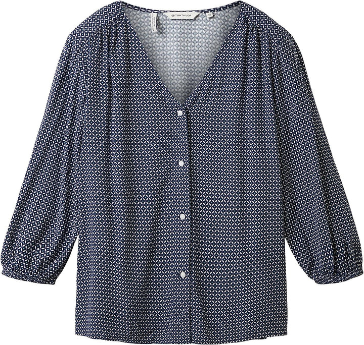 TOM TAILOR Damen Bluse mit Muster 34 32365-navy Geometrical Design, 34 32365-navy Geometrical Design